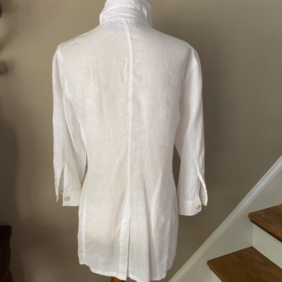 Chico's White Linen Button Down Tunic Small - Picture 6 of 6
